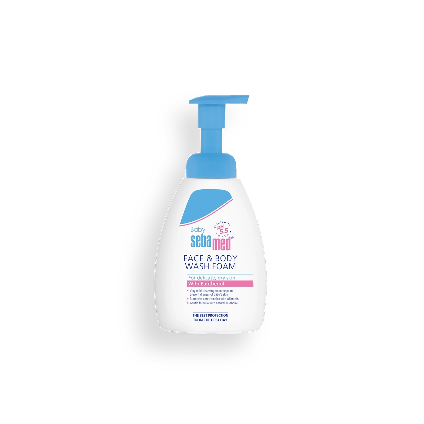 Sebamed Baby Face & Body Wash Foam for delicate, dry skin with Panthenol.