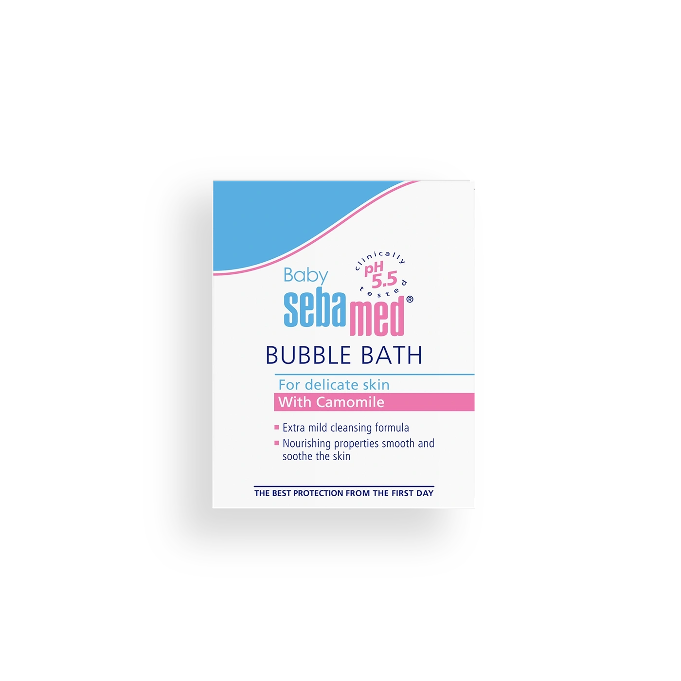 Baby Sebamed Bubble Bath for delicate skin with chamomile, extra mild cleansing formula.