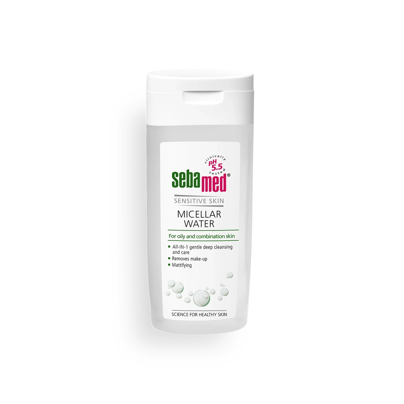 Sebamed micellar water for sensitive skin, for oily and combination skin, gentle deep cleansing and care.