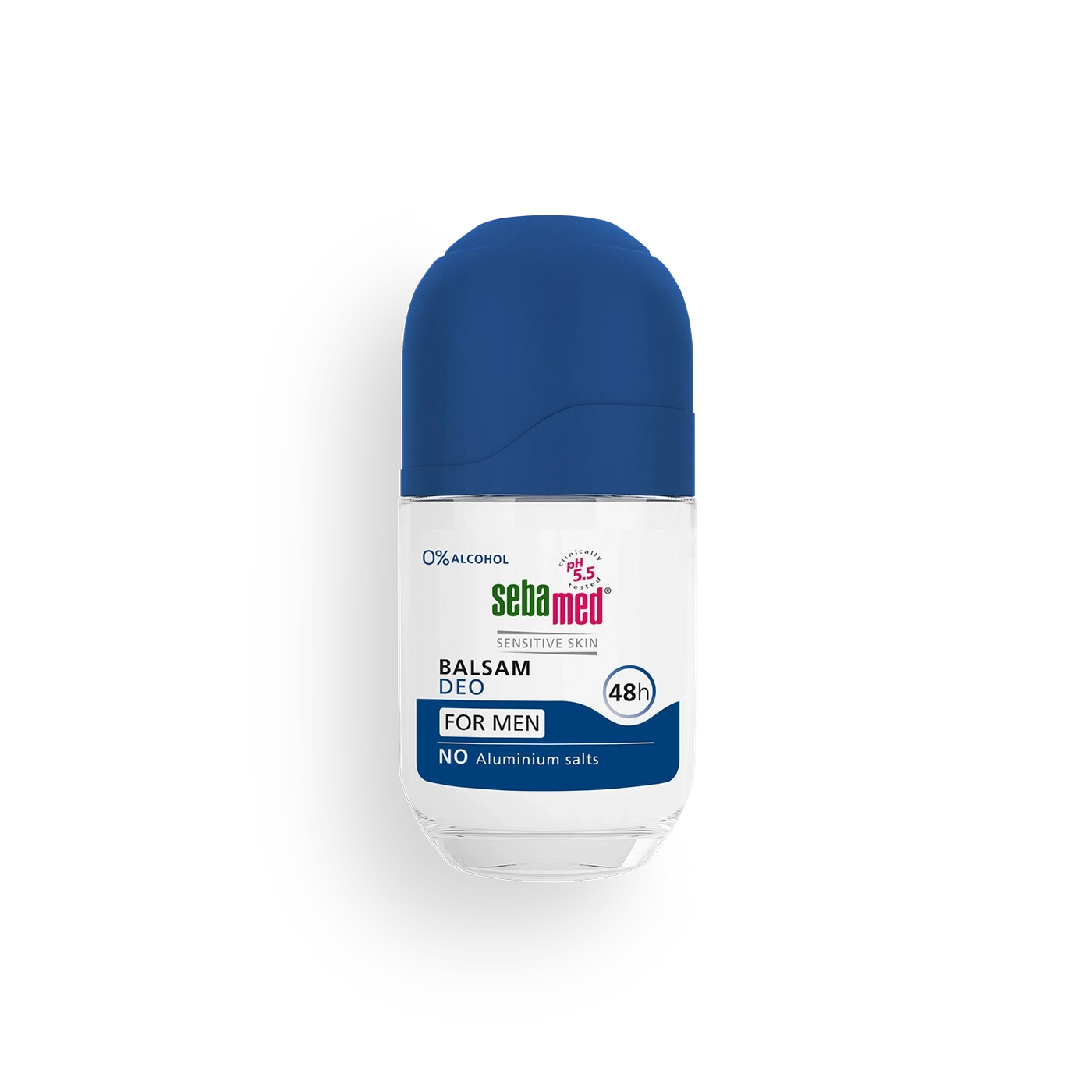 Sebamed Balsam Deo for men, 0% alcohol, sensitive skin, no aluminum salts, 48h protection.