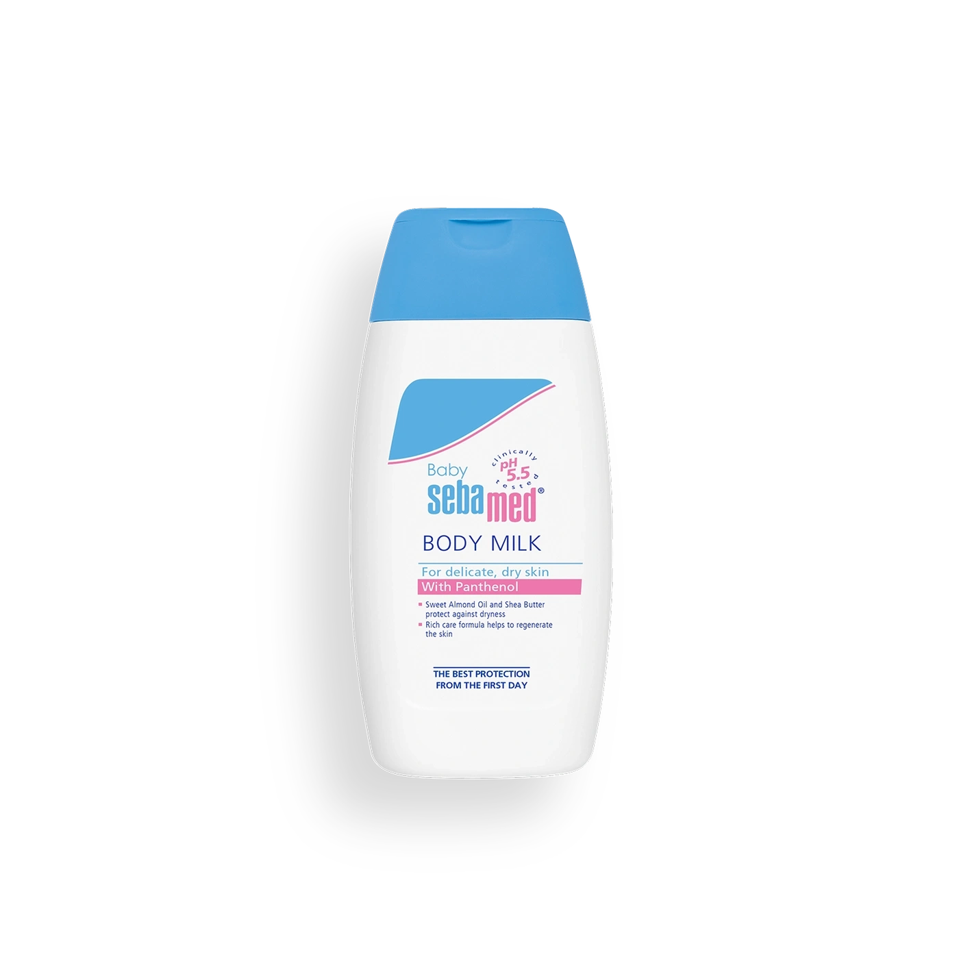 Sebamed Baby Body Milk for delicate, dry skin with Panthenol, protects against dryness and regenerates skin.