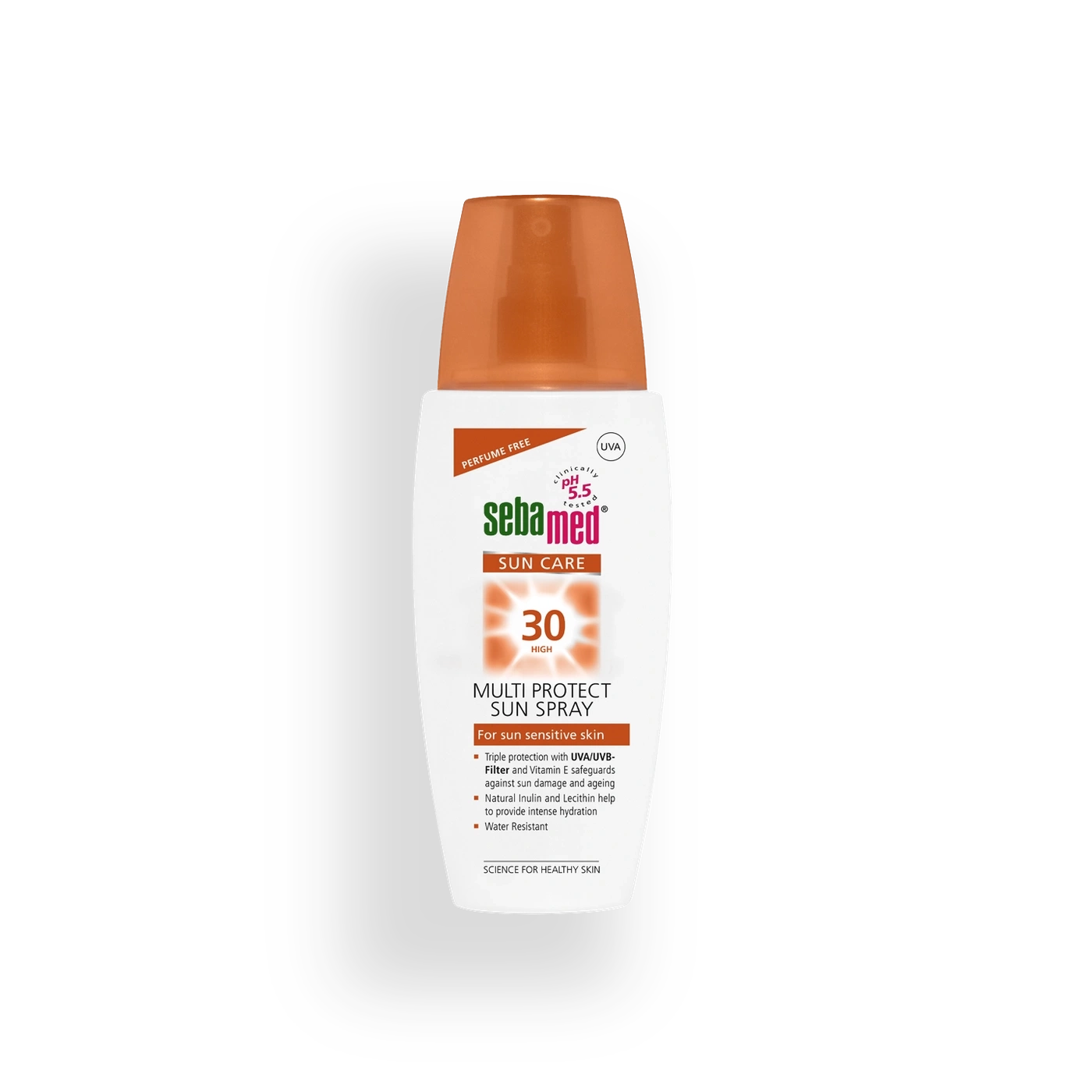 Sebamed Sun Spray for sun sensitive skin with high sun protection factor 30, UVA/UVB filter.