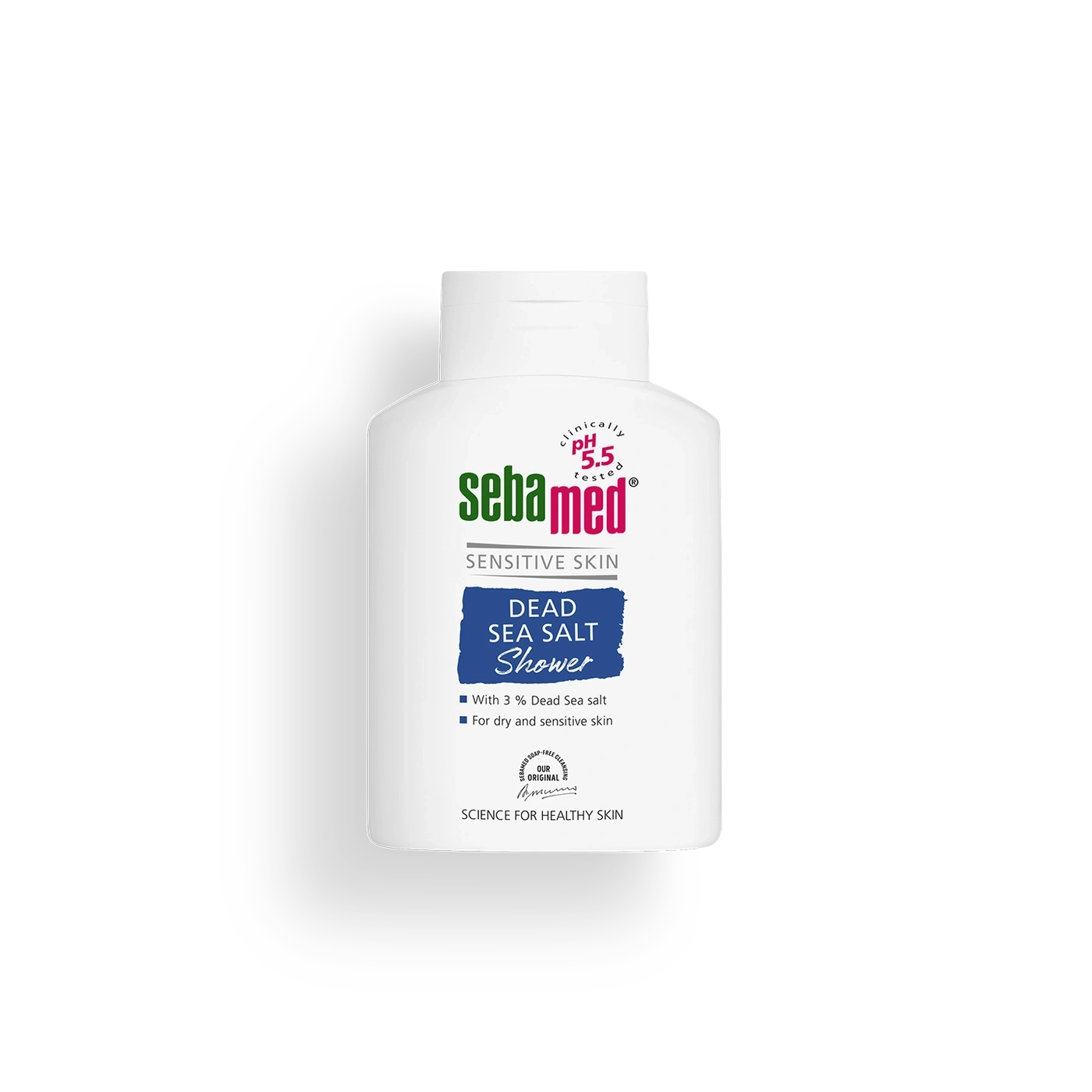 Sebamed shower gel for dry and sensitive skin with 3% Dead Sea salt.