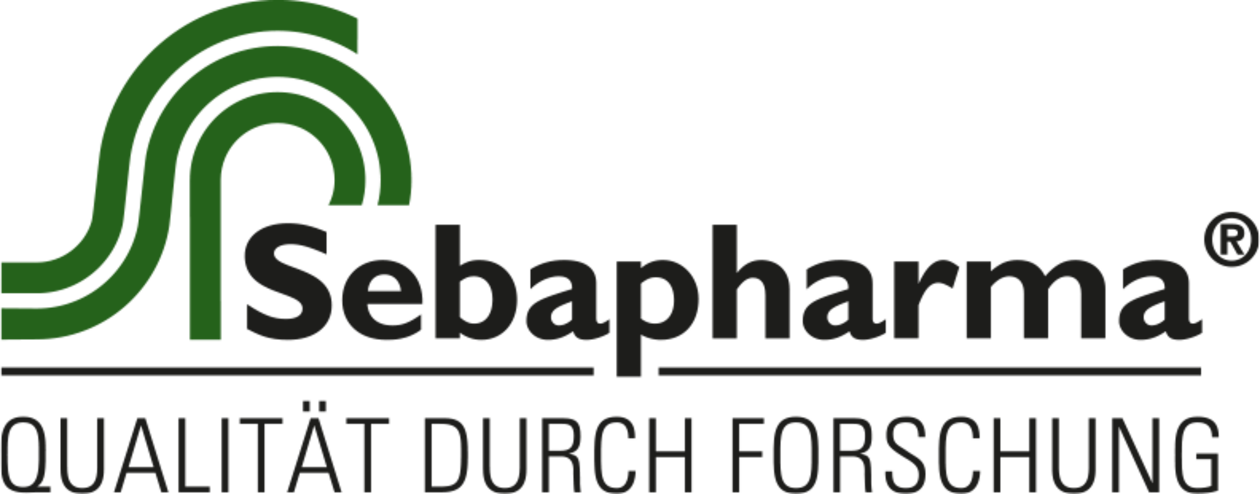 Sebapharma logo with green design and the slogan 'Quality through research'.