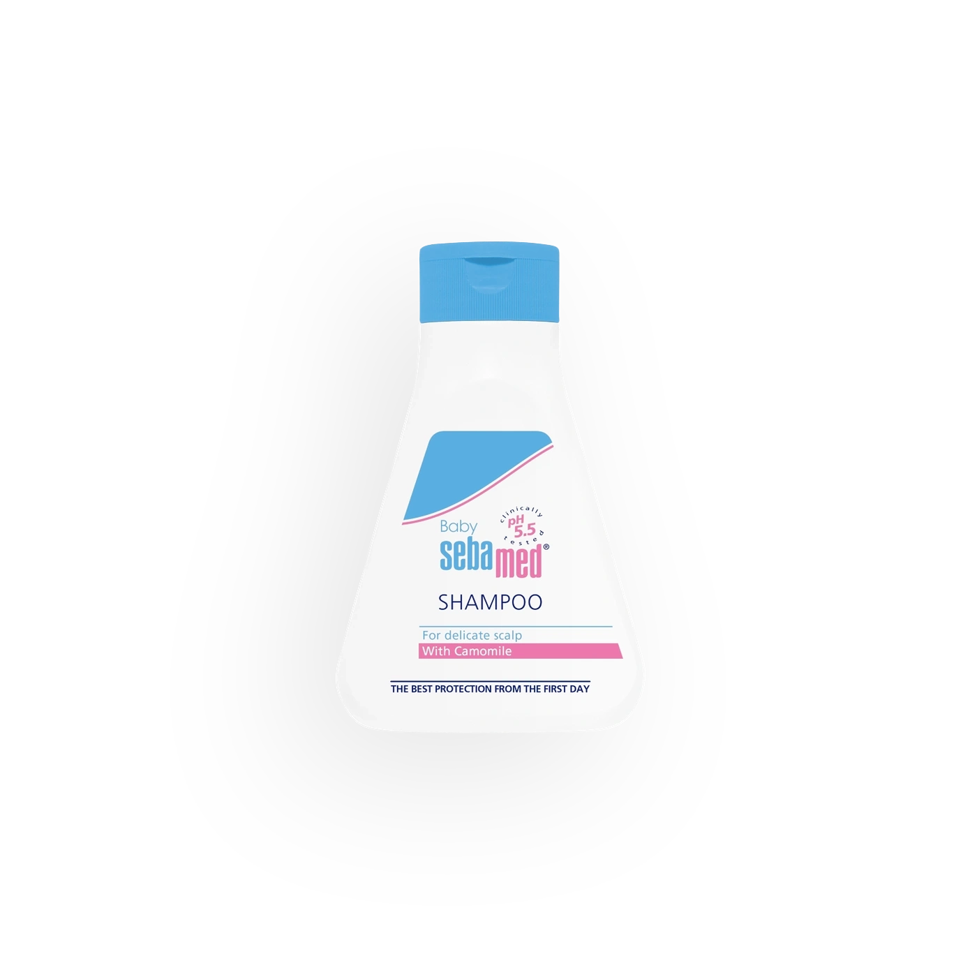 Sebamed Baby Shampoo bottle, designed for delicate scalp with Camomile for babies.