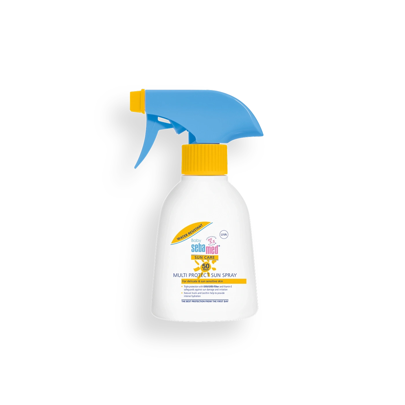Spray solar para bebés con alto FPS, resistente al agua, protegiendo contra el sol y la irritación.