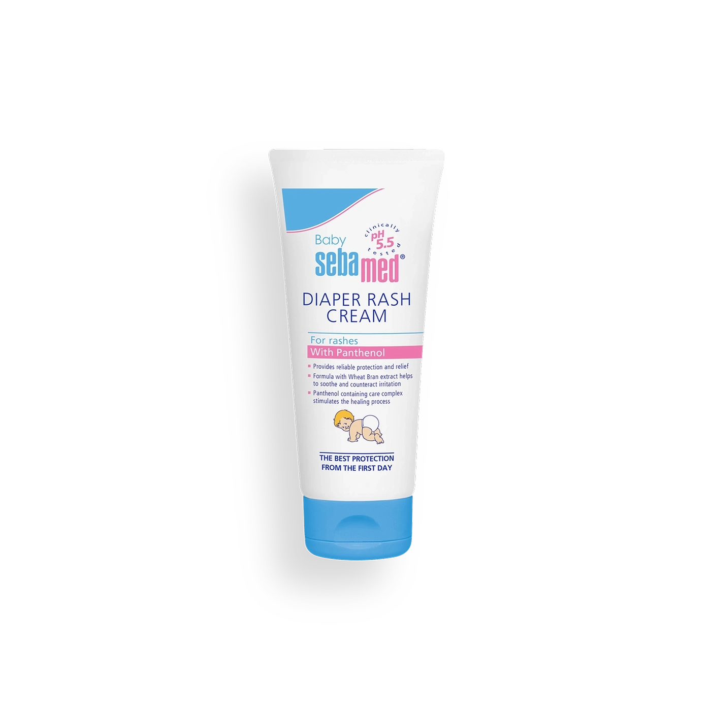 Sebamed Baby Diaper Rash Cream tube with Panthenol for reliable protection and relief.