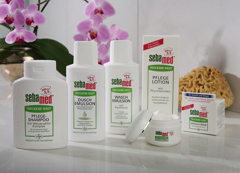 Sebamed products for dry skin: shampoo, lotion, emulsion, cream, and more.