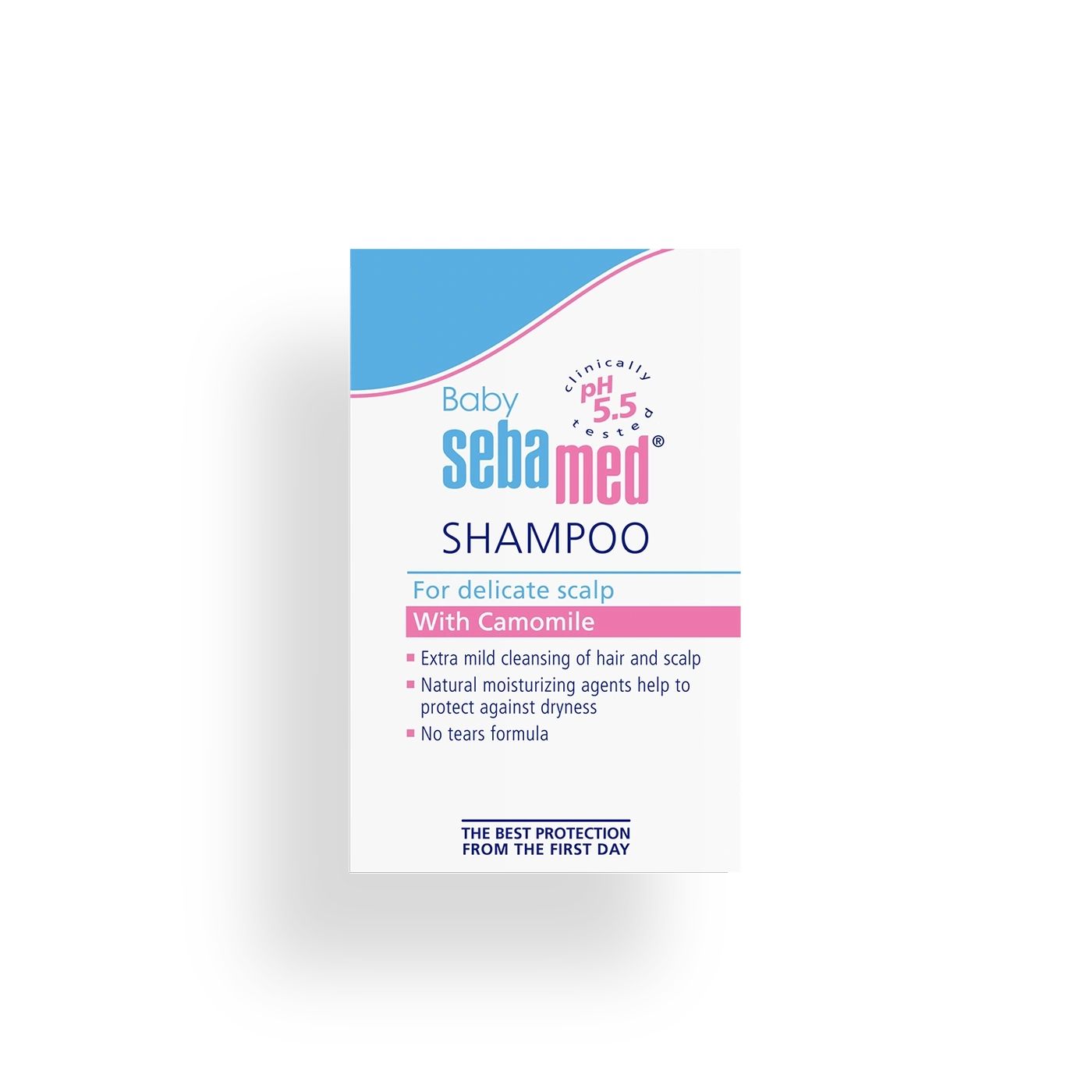 Sebamed Baby Shampoo with chamomile, for delicate scalp, gentle cleansing formula.