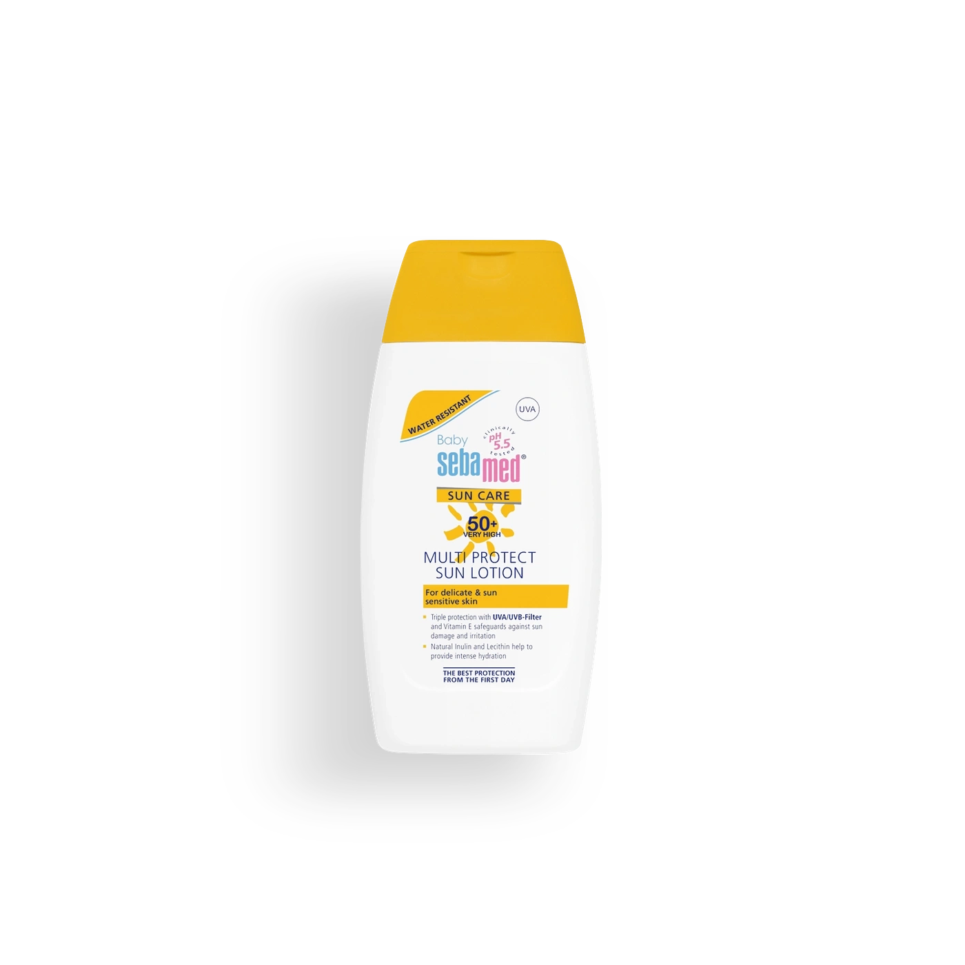 Sebamed Baby Multi Protect Sun Lotion con filtro UVA/UVB para piel delicada y sensible.