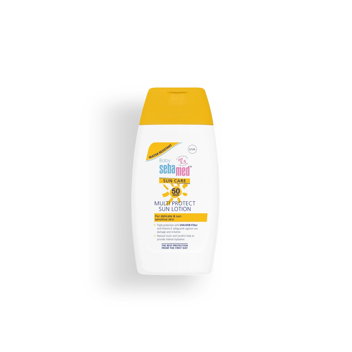 Botella de protector solar 'Multi Protect Sun Lotion' para bebés y niños, protección solar.